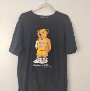 King James 23 King Bear By Hudson Black Tshirt Embroidered